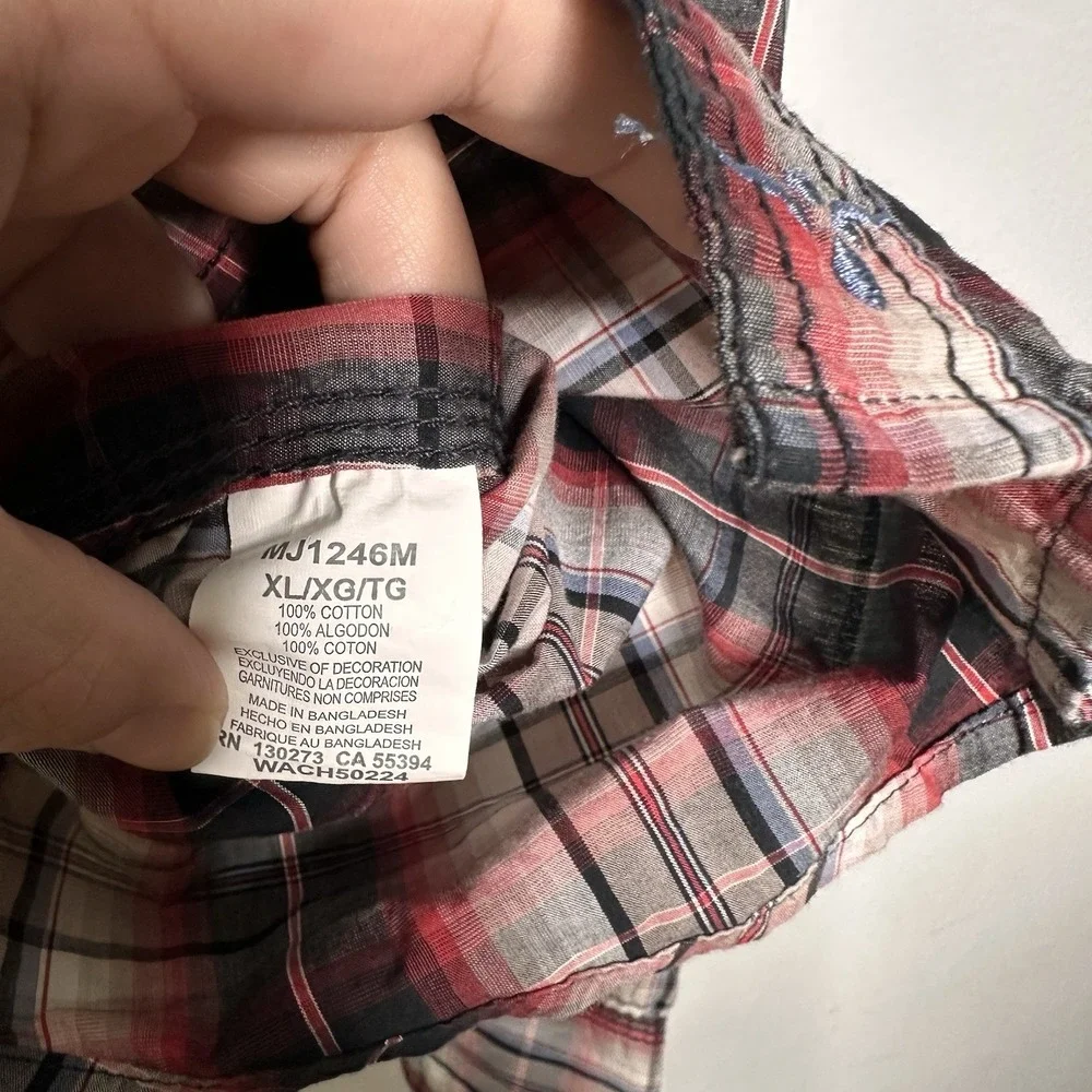 Wrangler 20X‎ Twenty X Western Plaid Pearl Snap Shirt MJ1246M Size Mens XL
